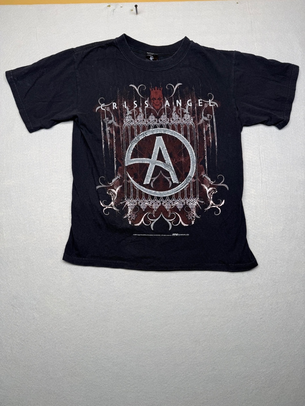 Cris Angel Graphic T-Shirt Men's Medium Black Vintage
